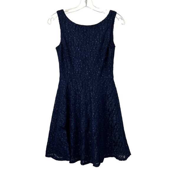 Speechless Women’s Sleeveless Fit Flare Lace Dress Back Zip Navy 5 Juniors - Picture 1 of 9